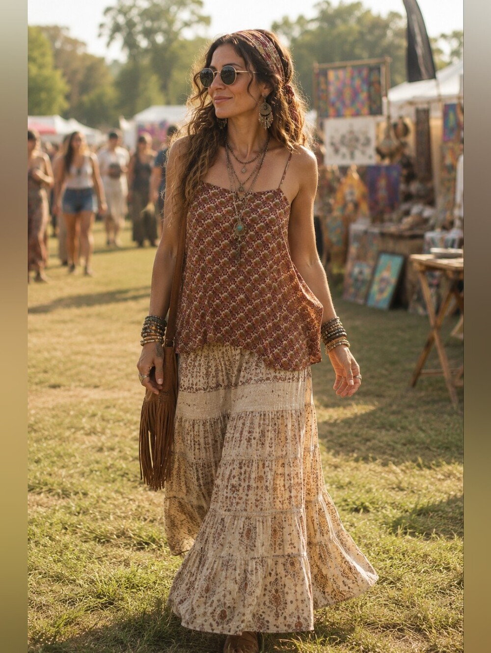 Elizabeth and James Josie Printed Chiffon Asymmetrical Tank Bohemian Women's S